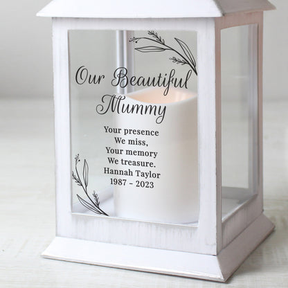 Personalised Memorial White Lantern - MK&JD Gifts