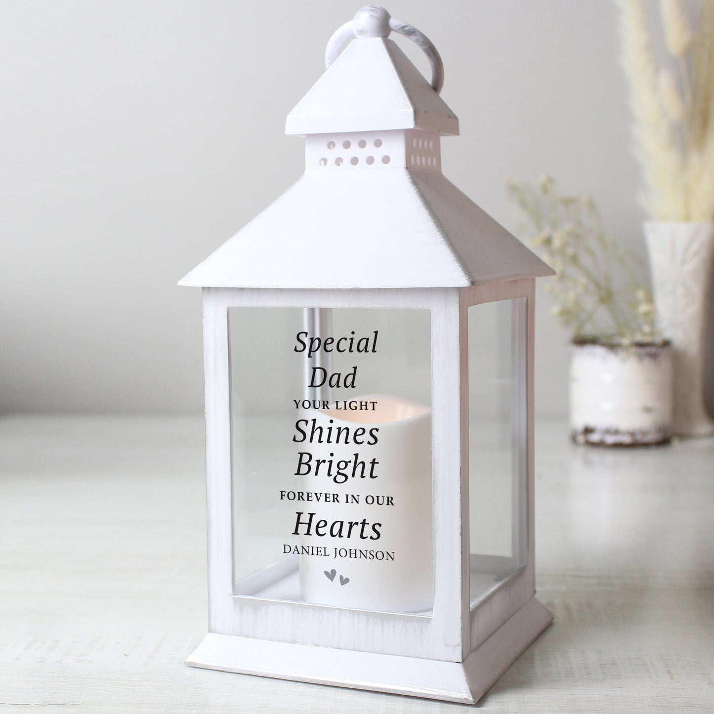 Personalised 'Your Light Shines Bright' White Lantern - MK&JD Gifts