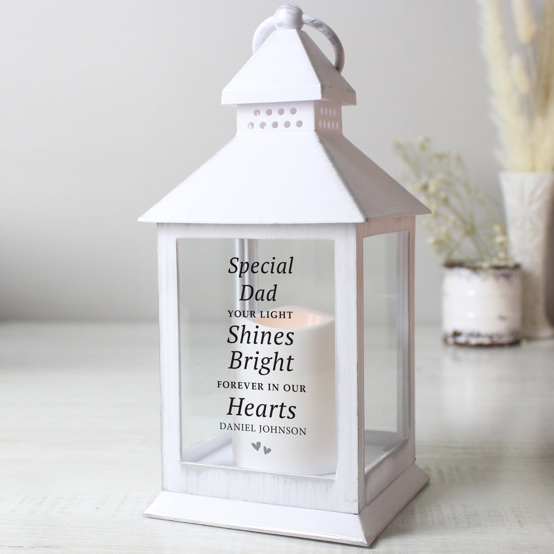 Personalised 'Your Light Shines Bright' White Lantern - MK&JD Gifts