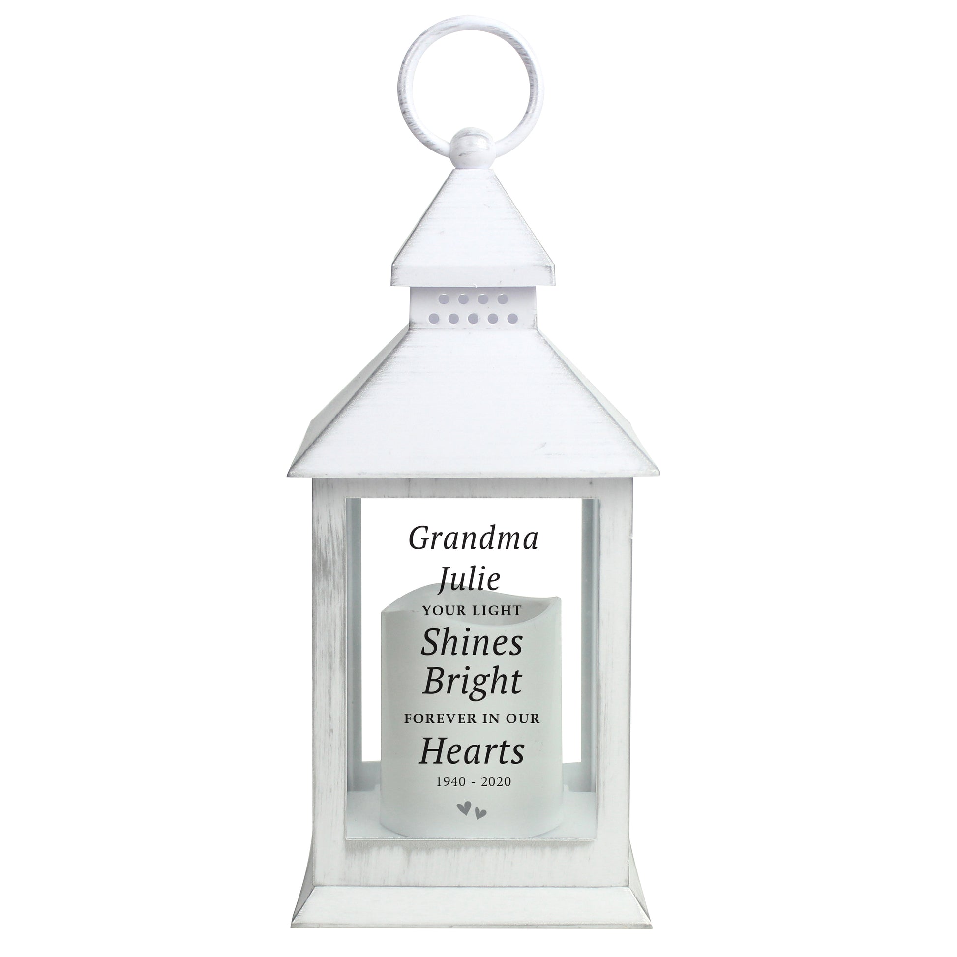Personalised 'Your Light Shines Bright' White Lantern - MK&JD Gifts