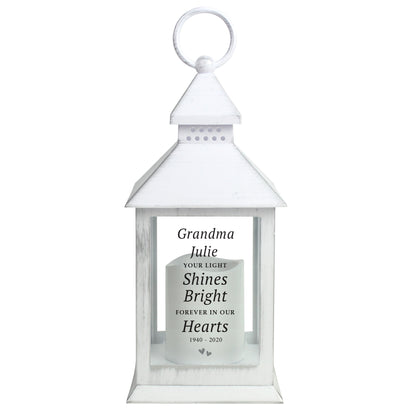 Personalised 'Your Light Shines Bright' White Lantern - MK&JD Gifts