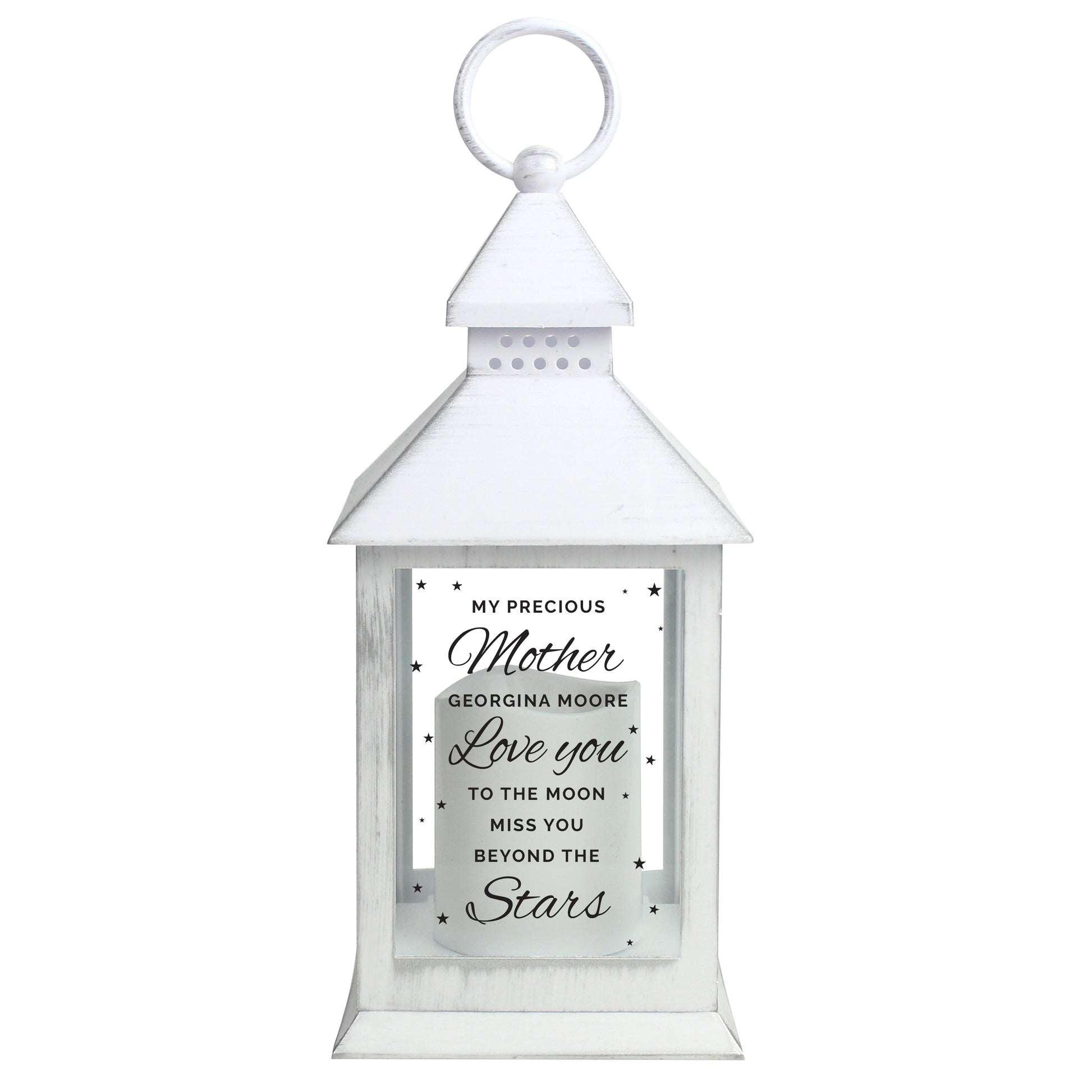 Personalised 'Miss You Beyond The Stars' White Lantern - MK&JD Gifts
