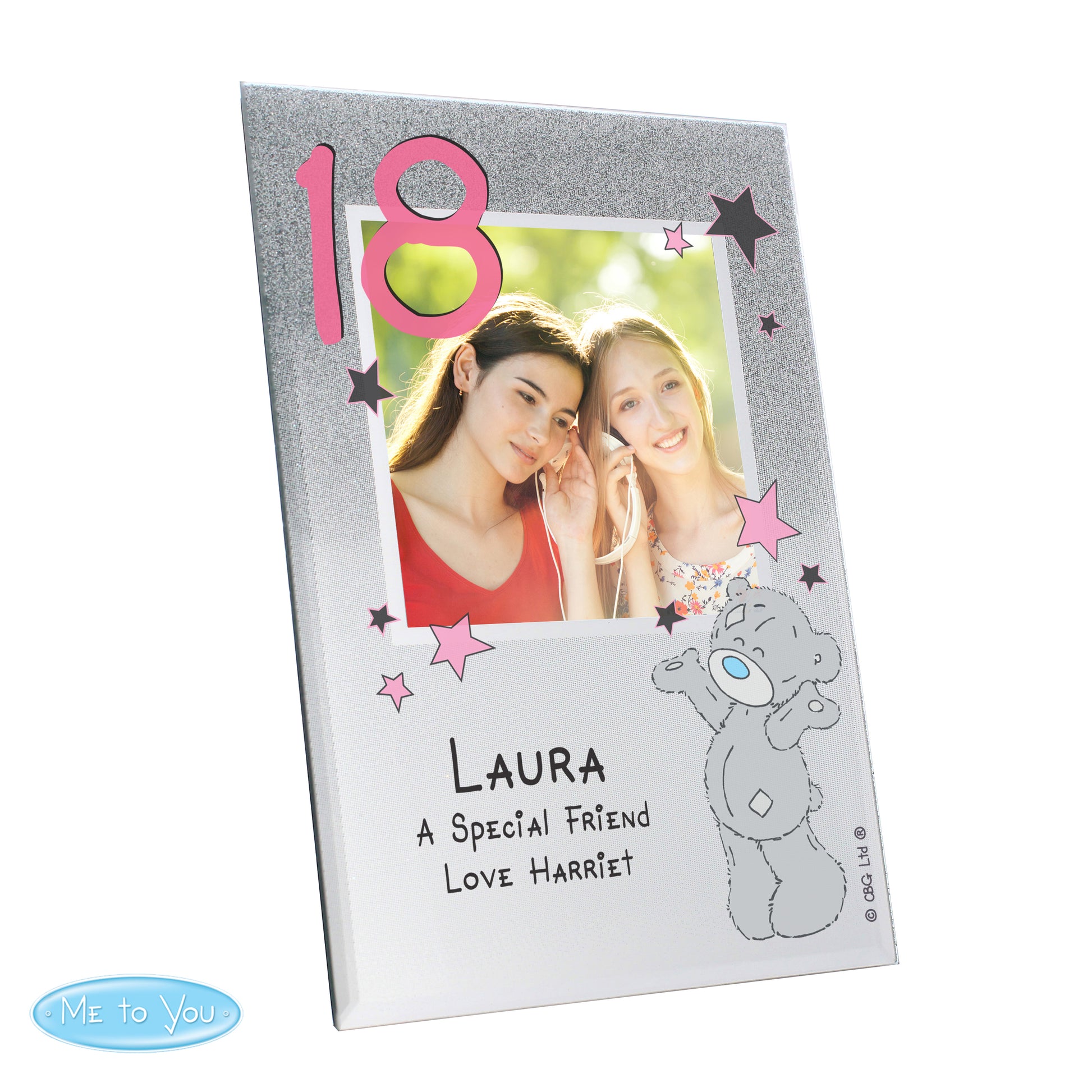 Personalised Me To You Sparkle & Shine 4x4 Glitter Glass Photo Frame - MK&JD Gifts