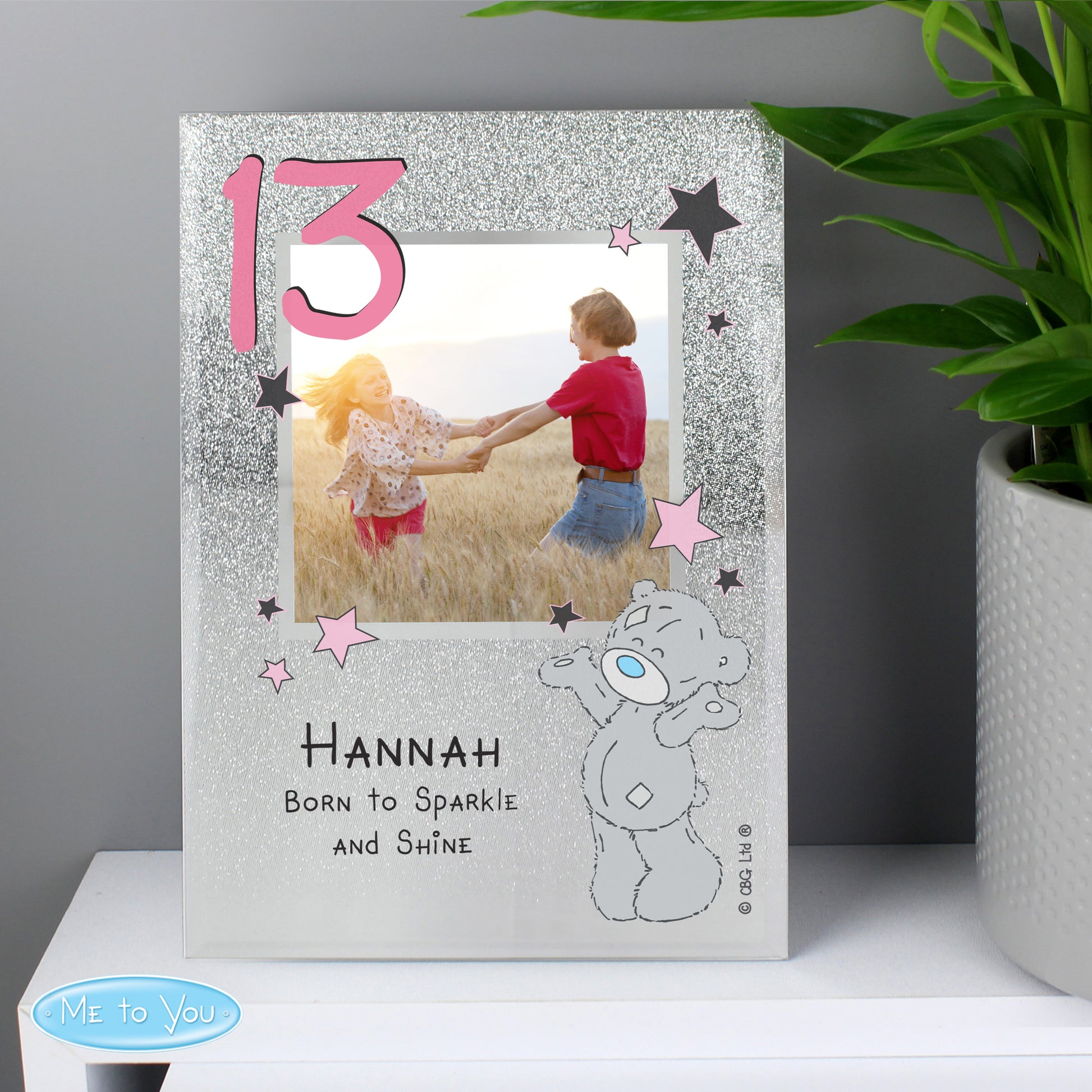 Personalised Me To You Sparkle & Shine 4x4 Glitter Glass Photo Frame - MK&JD Gifts