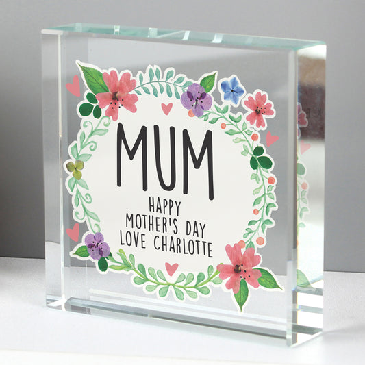 Personalised Floral Crystal Token - MK&JD Gifts