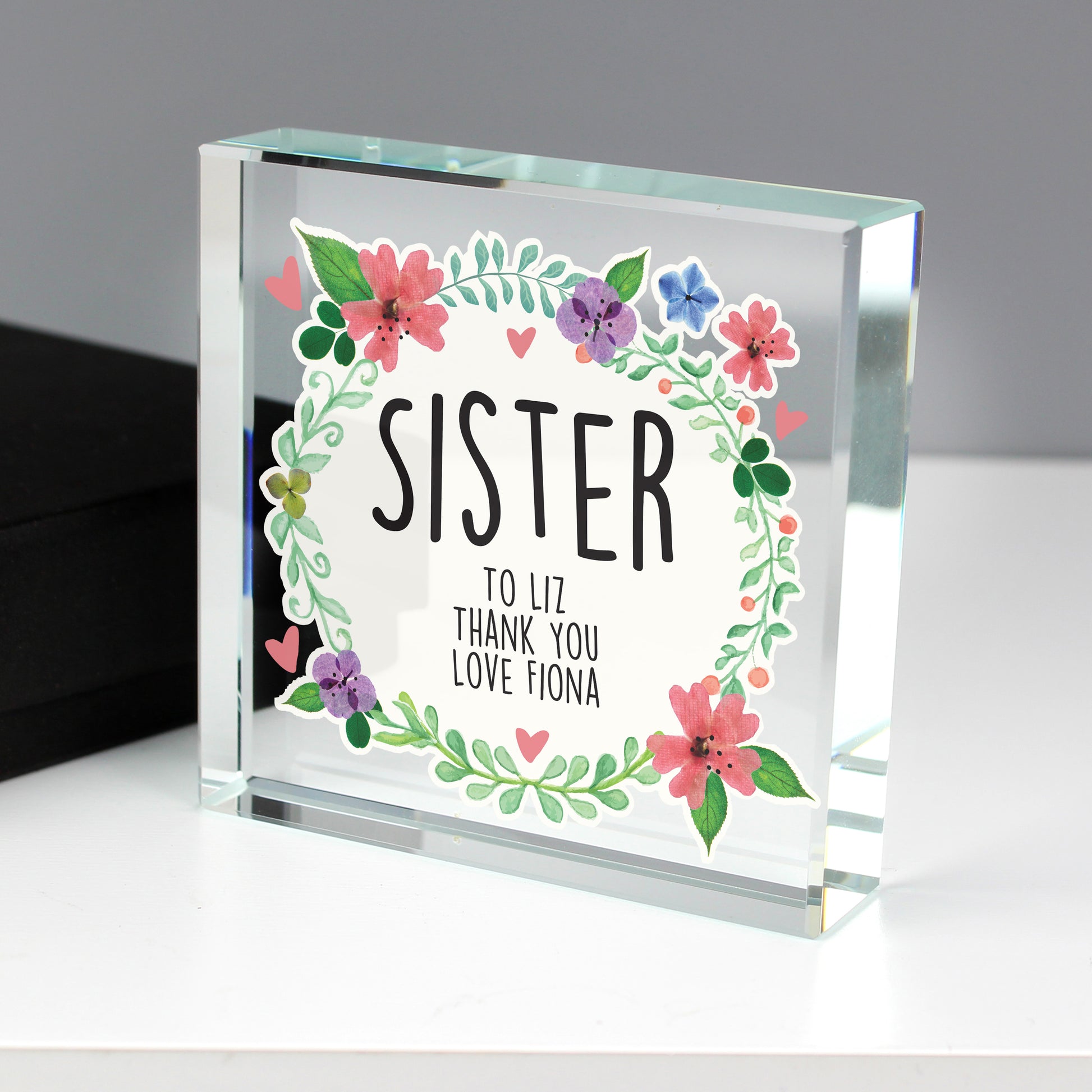 Personalised Floral Crystal Token - MK&JD Gifts
