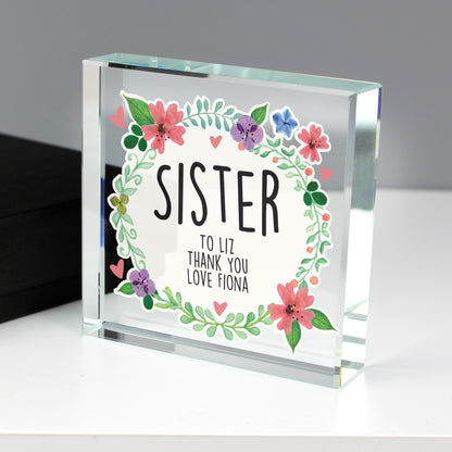 Personalised Floral Crystal Token - MK&JD Gifts