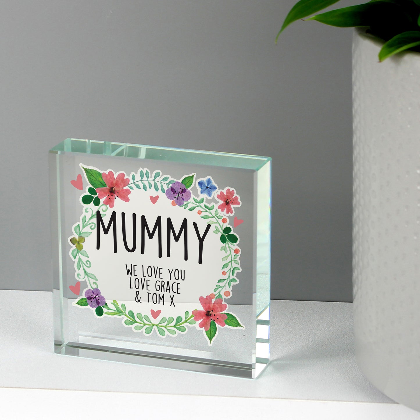 Personalised Floral Crystal Token - MK&JD Gifts