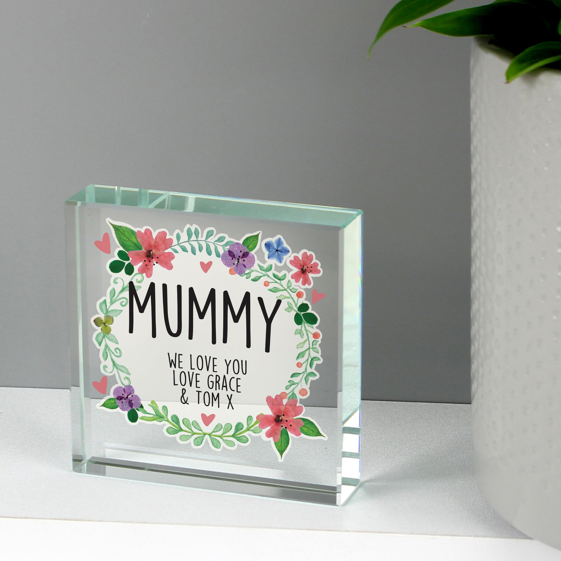 Personalised Floral Crystal Token - MK&JD Gifts