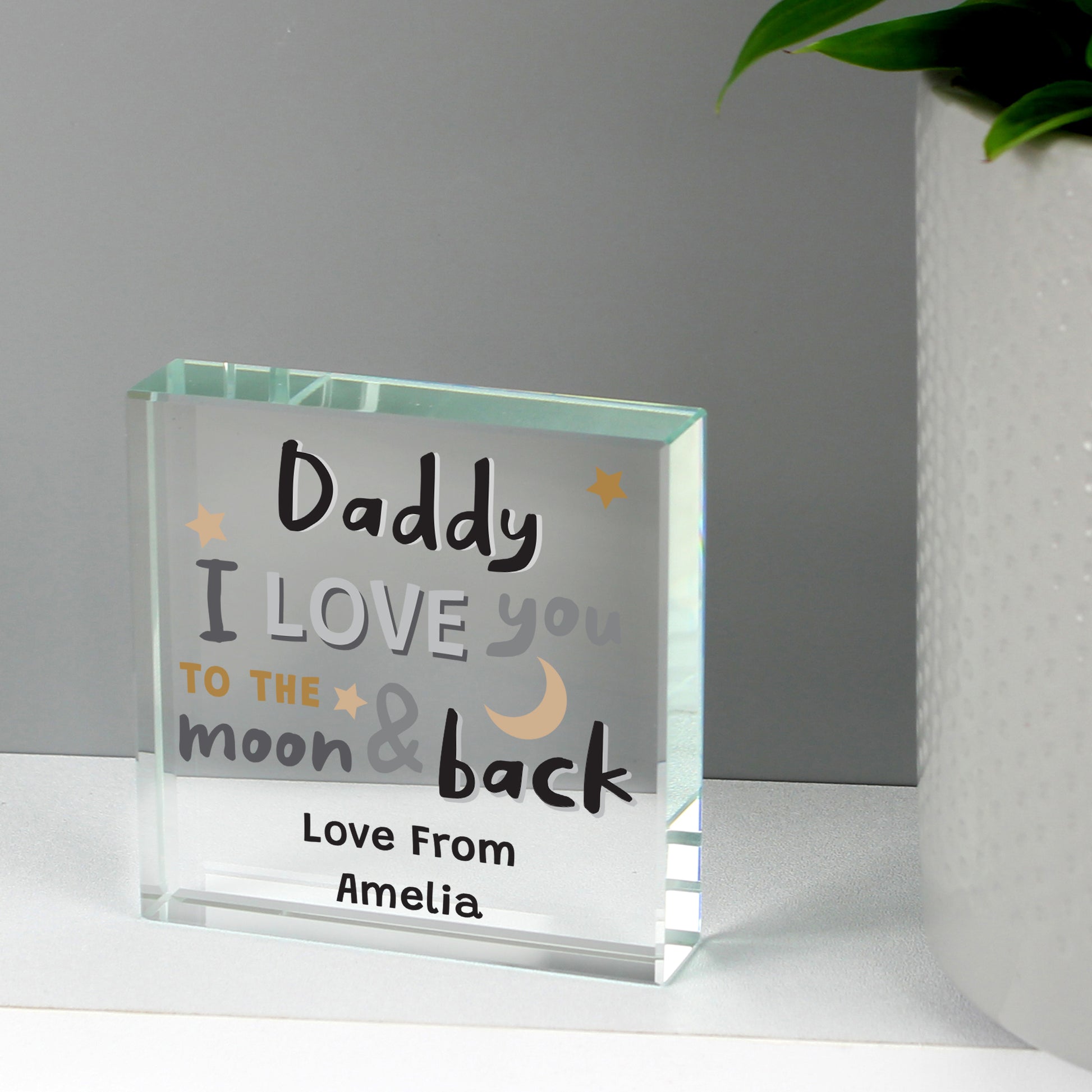Personalised To the Moon and Back Crystal Token - MK&JD Gifts