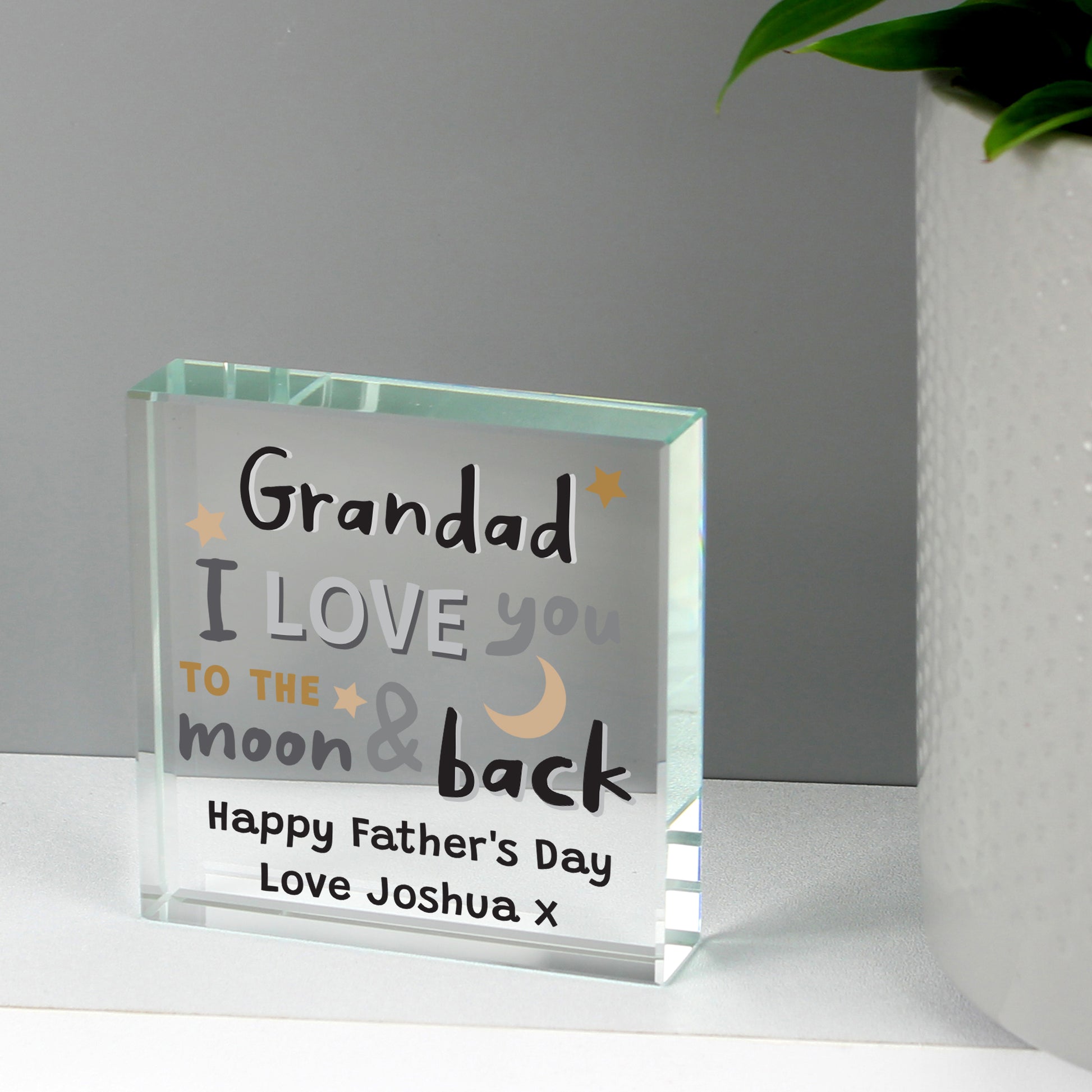 Personalised To the Moon and Back Crystal Token - MK&JD Gifts