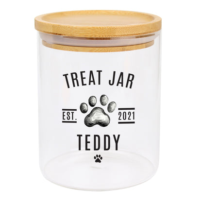 Personalised Pet Treats Glass Jar with Bamboo Lid - MK&JD Gifts