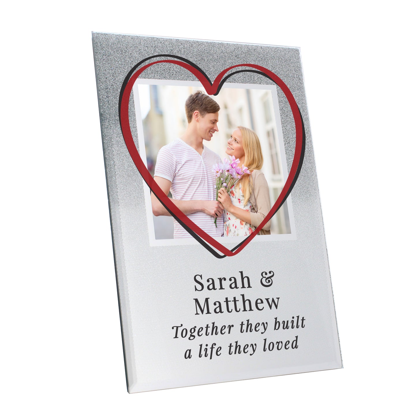 Personalised Heart 4x4 Glitter Glass Photo Frame - MK&JD Gifts