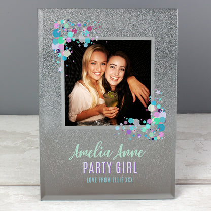 Personalised Festival Style 4x4 Glitter Glass Photo Frame - MK&JD Gifts