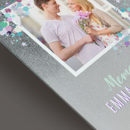 Personalised Festival Style 4x4 Glitter Glass Photo Frame - MK&JD Gifts