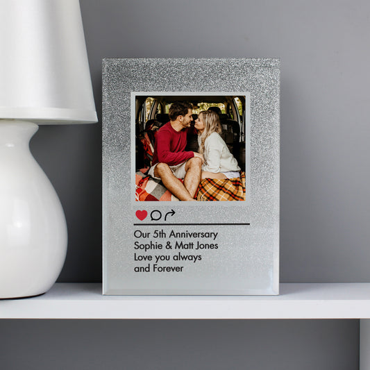Personalised Instagram Post 4x4 Glitter Glass Photo Frame - MK&JD Gifts