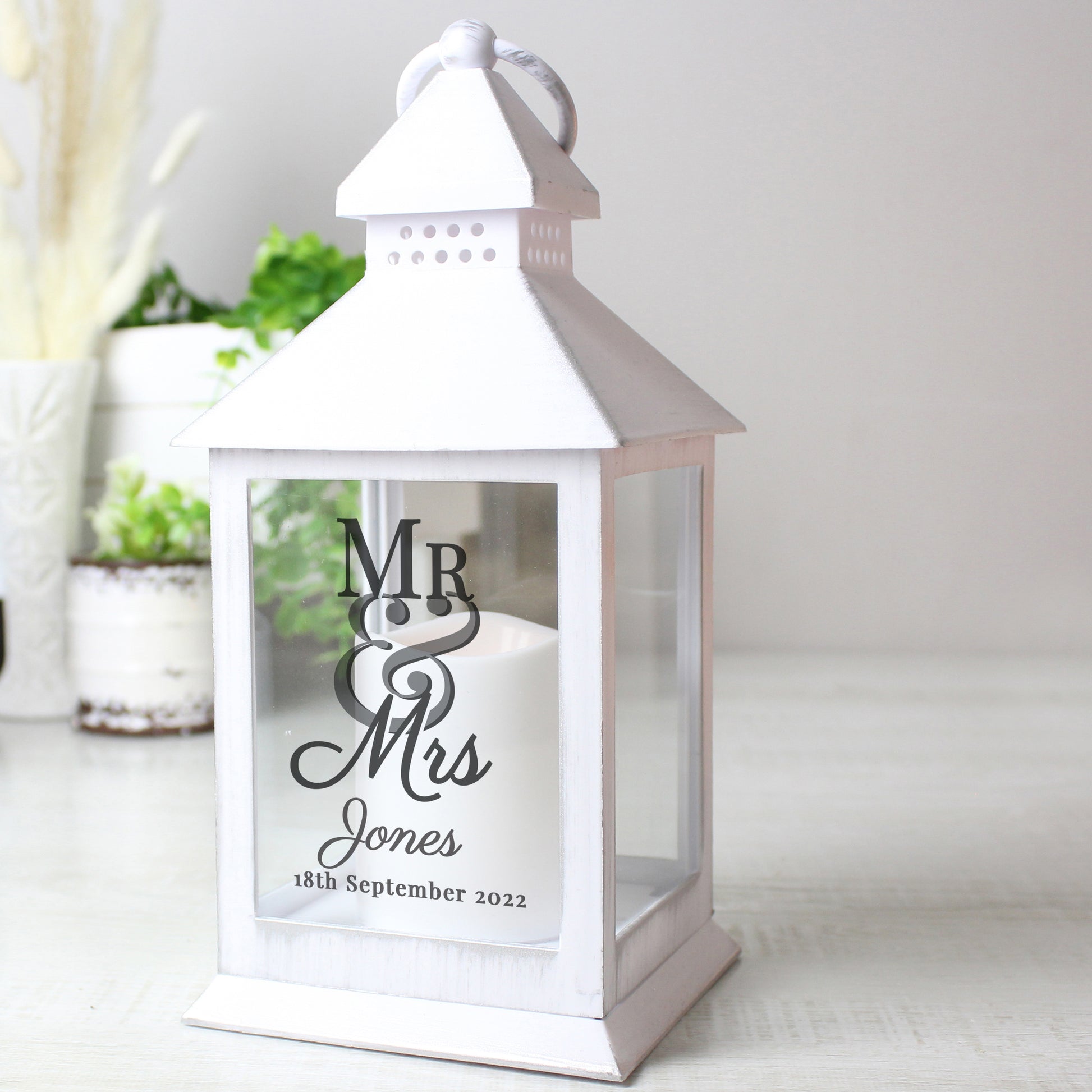 Personalised Mr & Mrs White Lantern - MK&JD Gifts