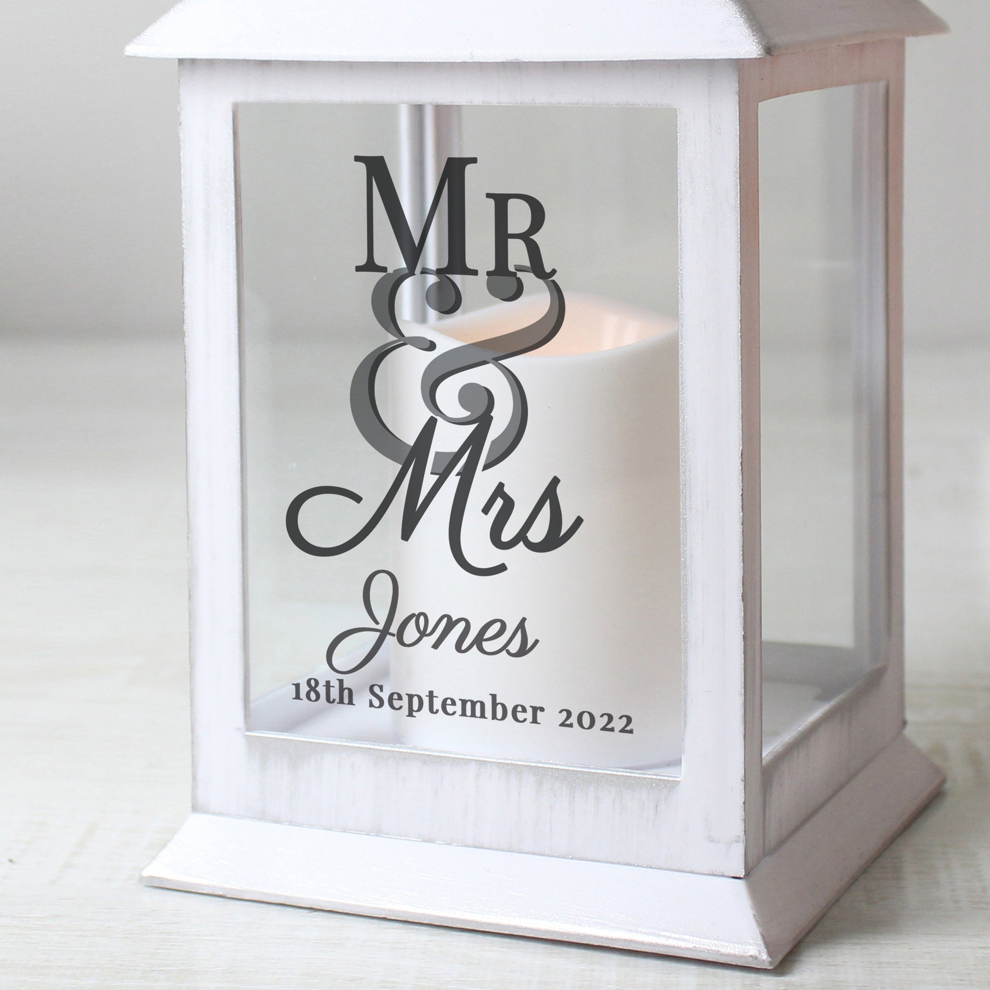 Personalised Mr & Mrs White Lantern - MK&JD Gifts