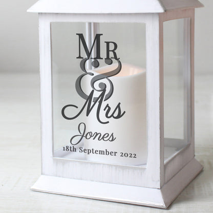 Personalised Mr & Mrs White Lantern - MK&JD Gifts