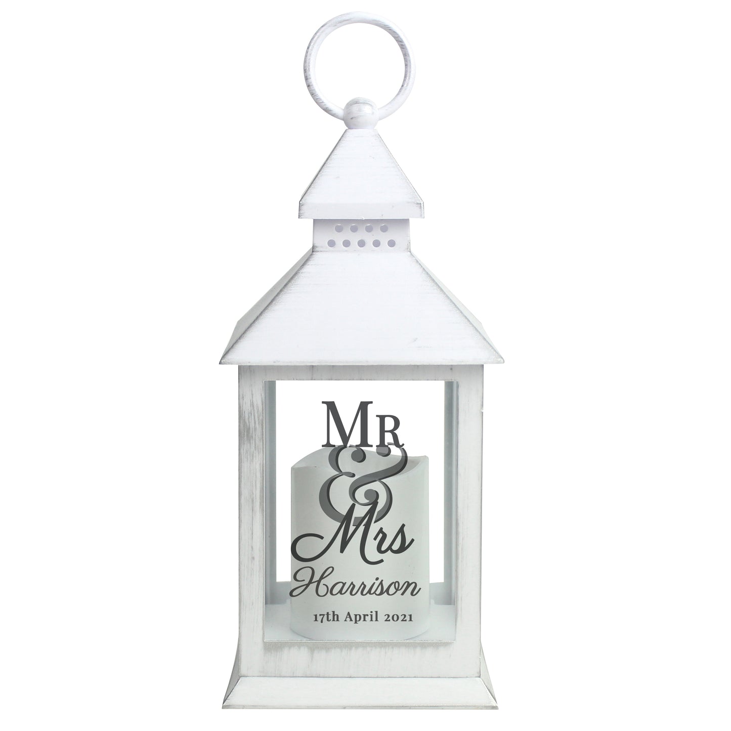 Personalised Mr & Mrs White Lantern - MK&JD Gifts