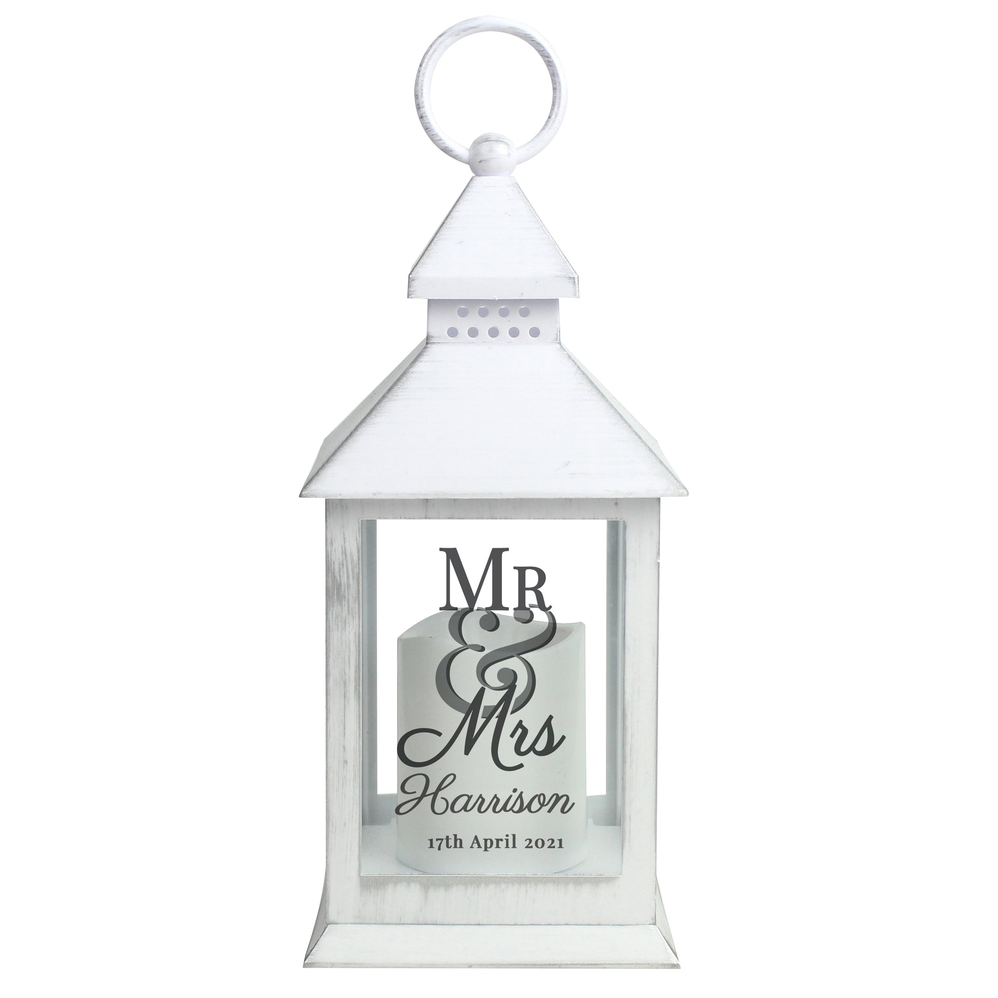 Personalised Mr & Mrs White Lantern - MK&JD Gifts