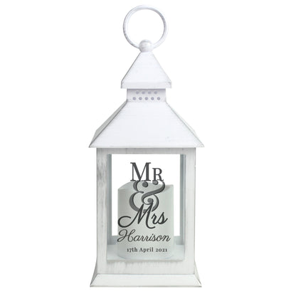 Personalised Mr & Mrs White Lantern - MK&JD Gifts