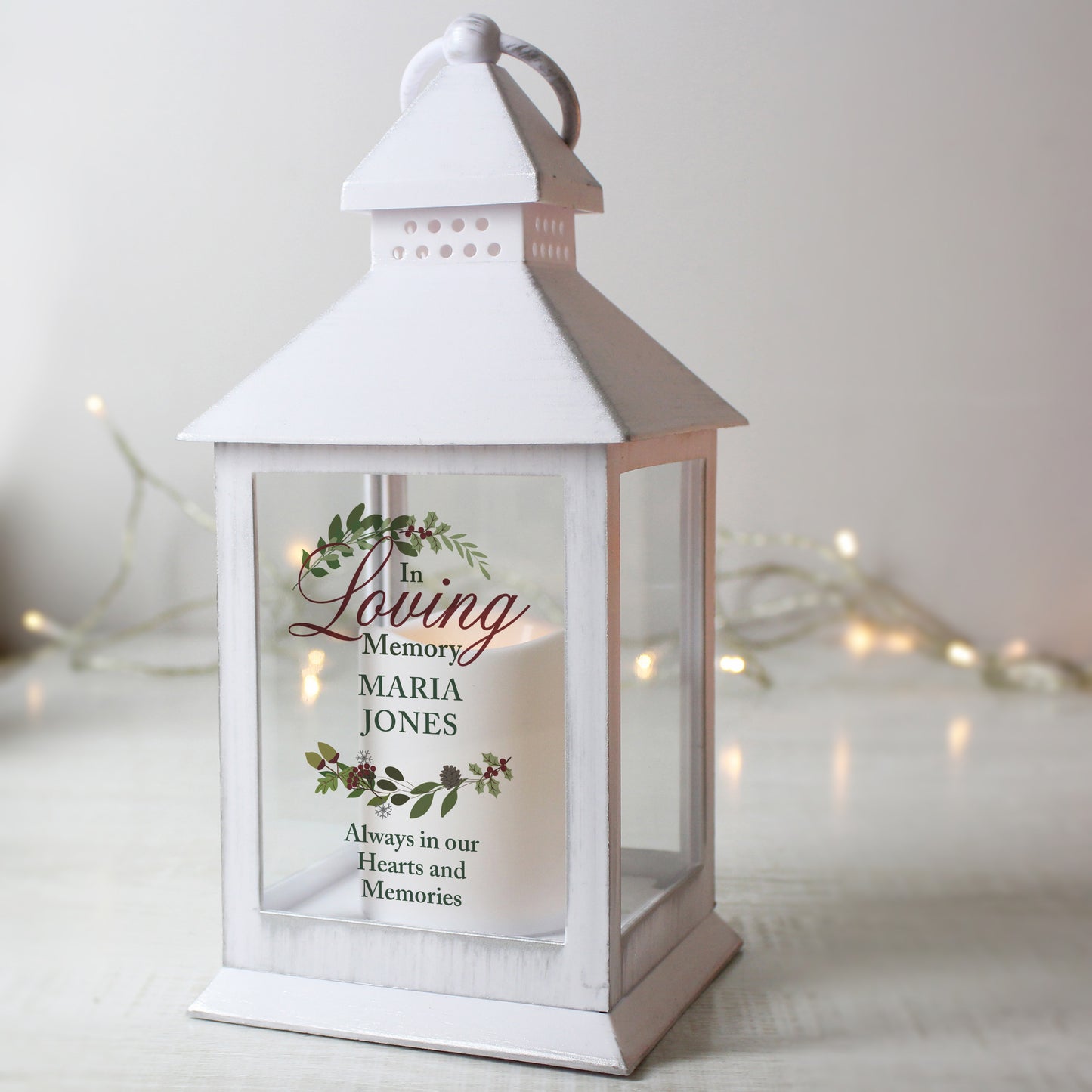 Personalised In Loving Memory White Lantern - MK&JD Gifts