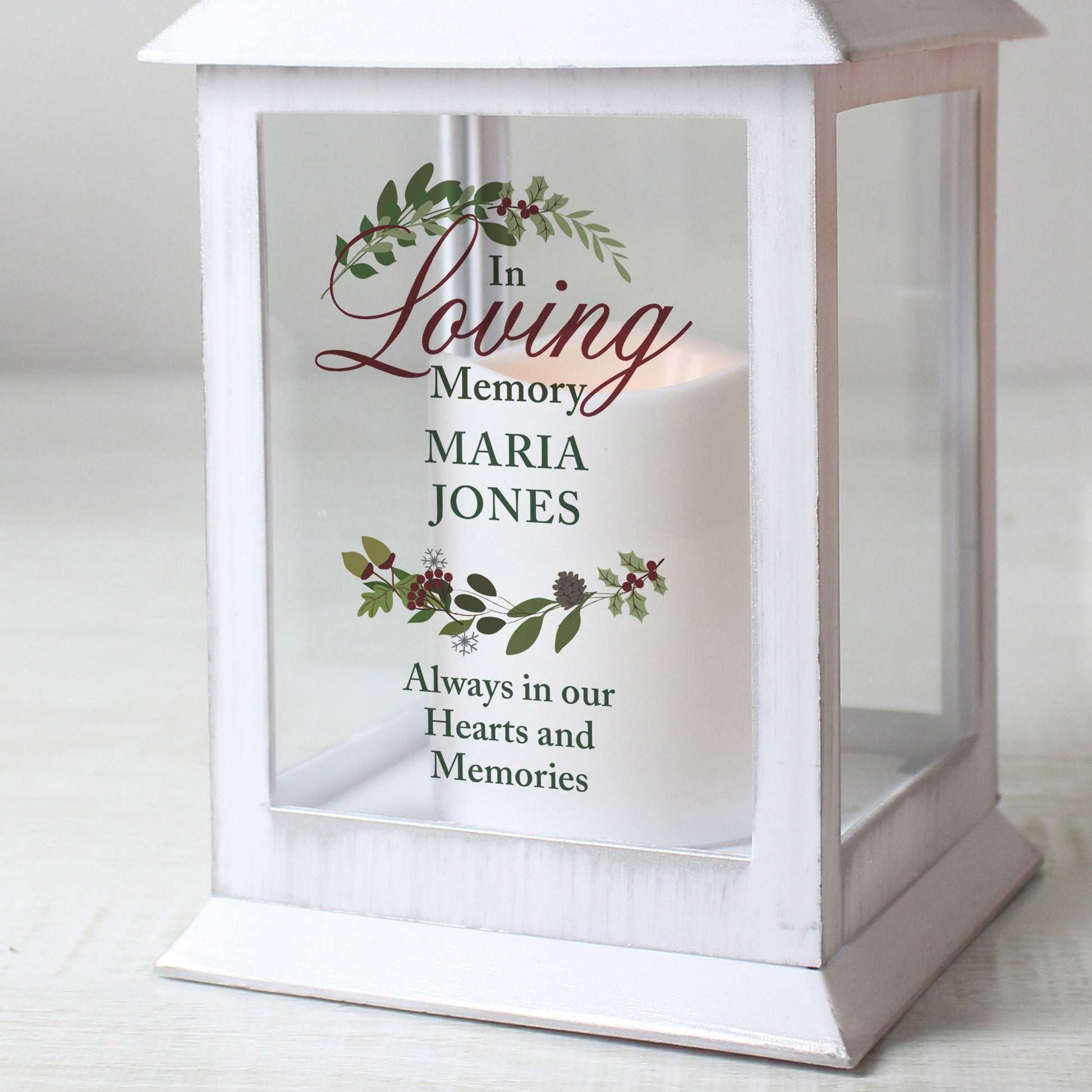 Personalised In Loving Memory White Lantern - MK&JD Gifts