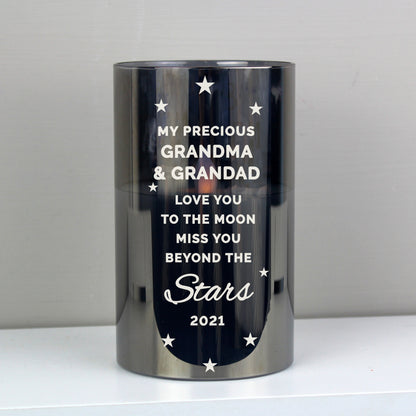Personalised Miss You Beyond The Stars Smoked Glass LED Candle - MK&JD Gifts