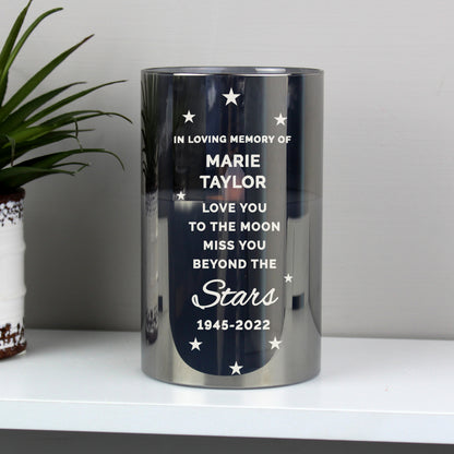 Personalised Miss You Beyond The Stars Smoked Glass LED Candle - MK&JD Gifts
