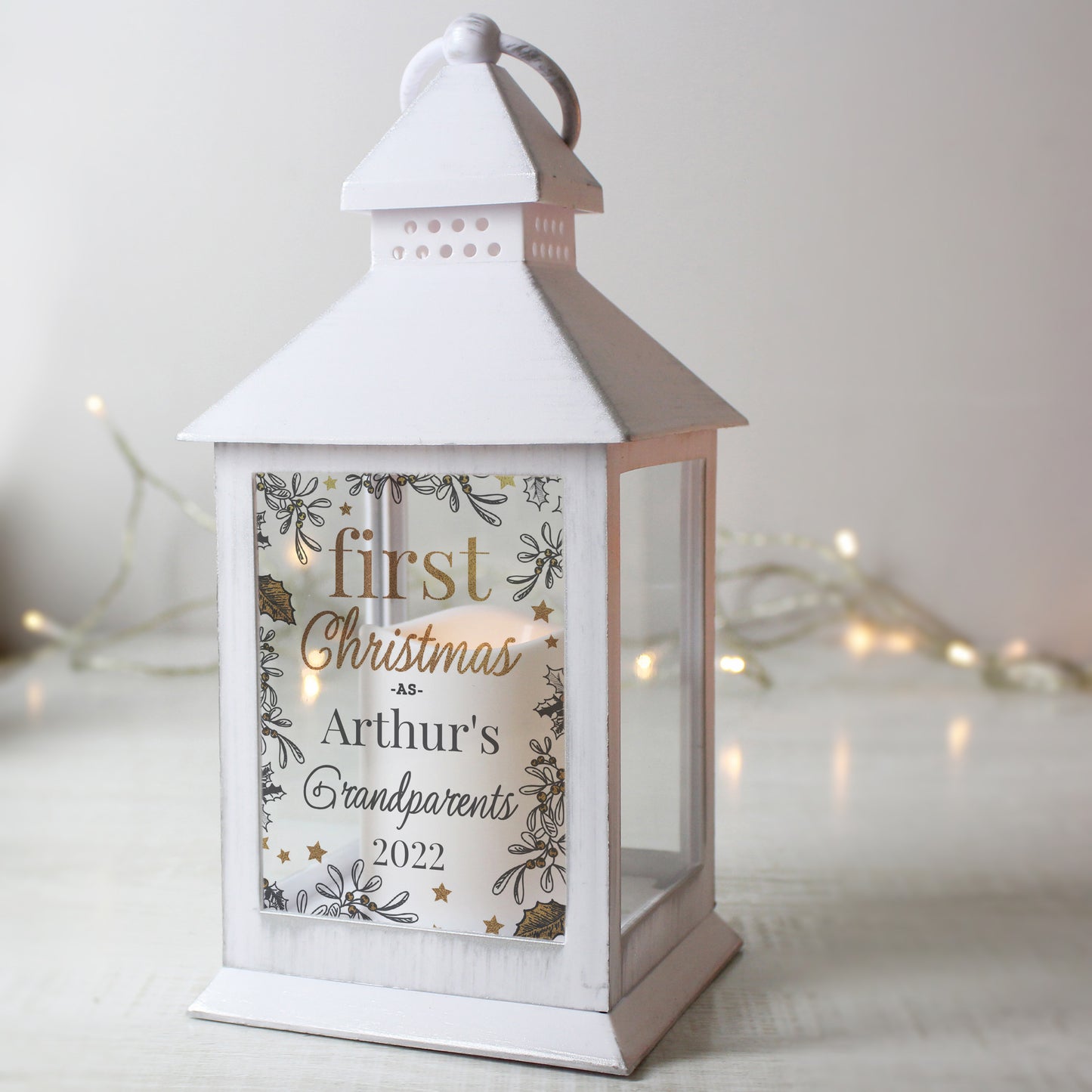 Personalised First Christmas White Lantern - MK&JD Gifts
