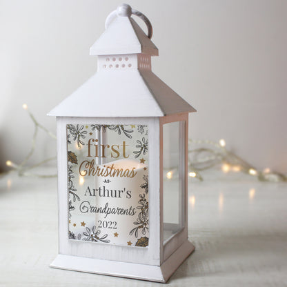 Personalised First Christmas White Lantern - MK&JD Gifts
