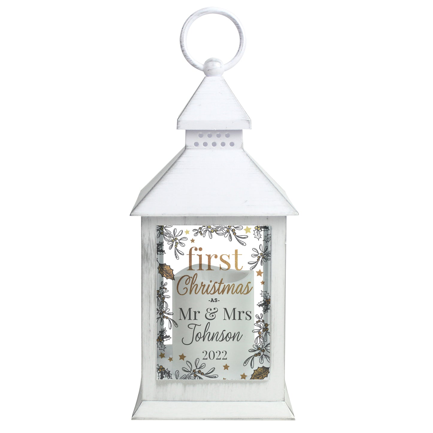 Personalised First Christmas White Lantern - MK&JD Gifts