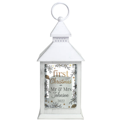 Personalised First Christmas White Lantern - MK&JD Gifts