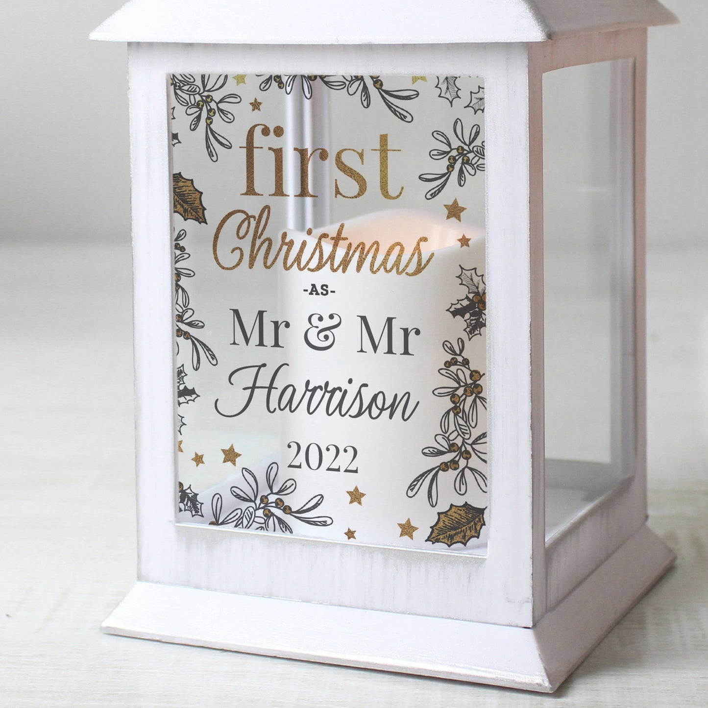 Personalised First Christmas White Lantern - MK&JD Gifts