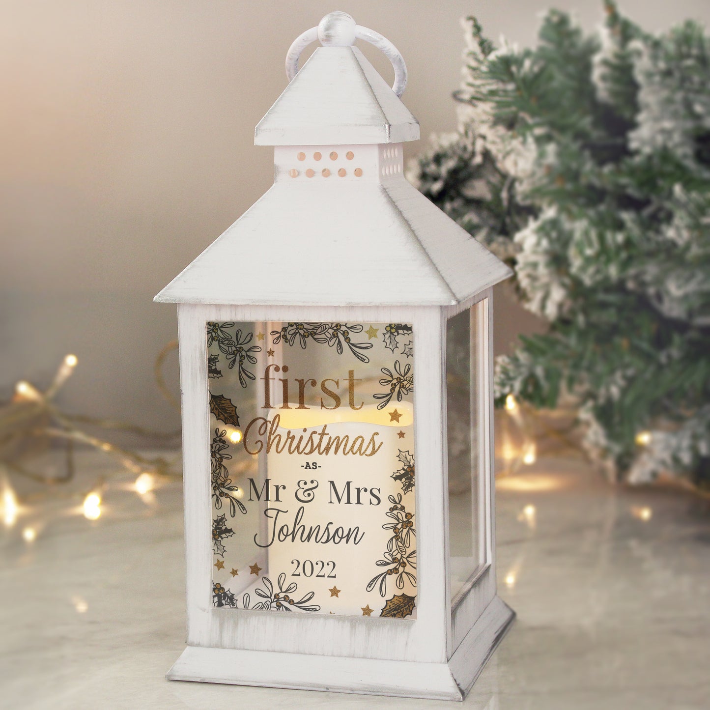 Personalised First Christmas White Lantern - MK&JD Gifts