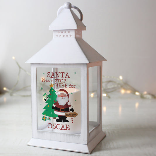 Personalised Santa White Lantern - MK&JD Gifts