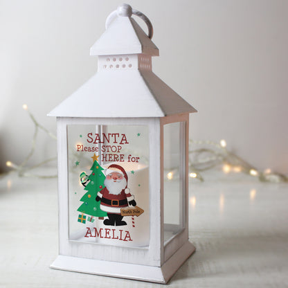 Personalised Santa White Lantern - MK&JD Gifts