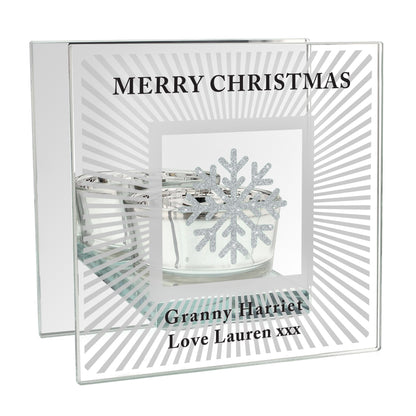 Personalised Snowflake Silver Glitter Tea Light Holder - MK&JD Gifts