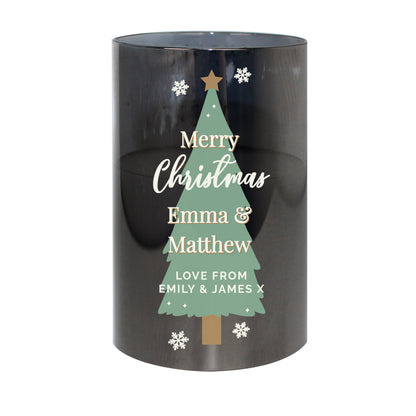 Personalised Christmas Tree Smoked Glass LED Candle - MK&JD Gifts