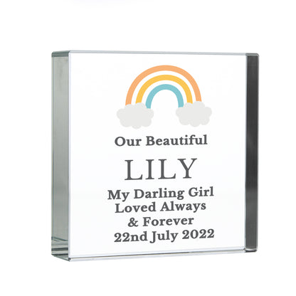Personalised Rainbow Memorial Crystal Token - MK&JD Gifts