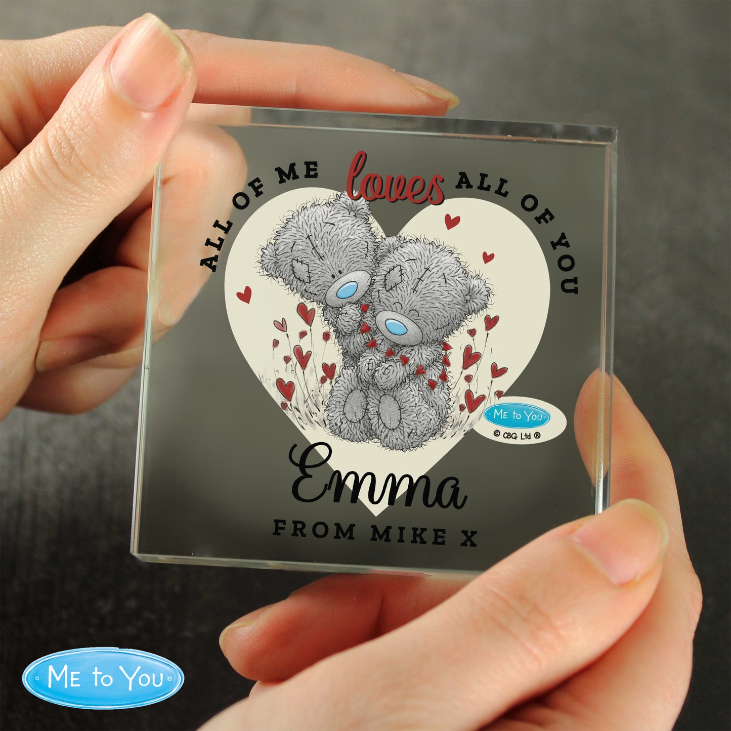 Personalised Me to You Love Heart Crystal Token - MK&JD Gifts