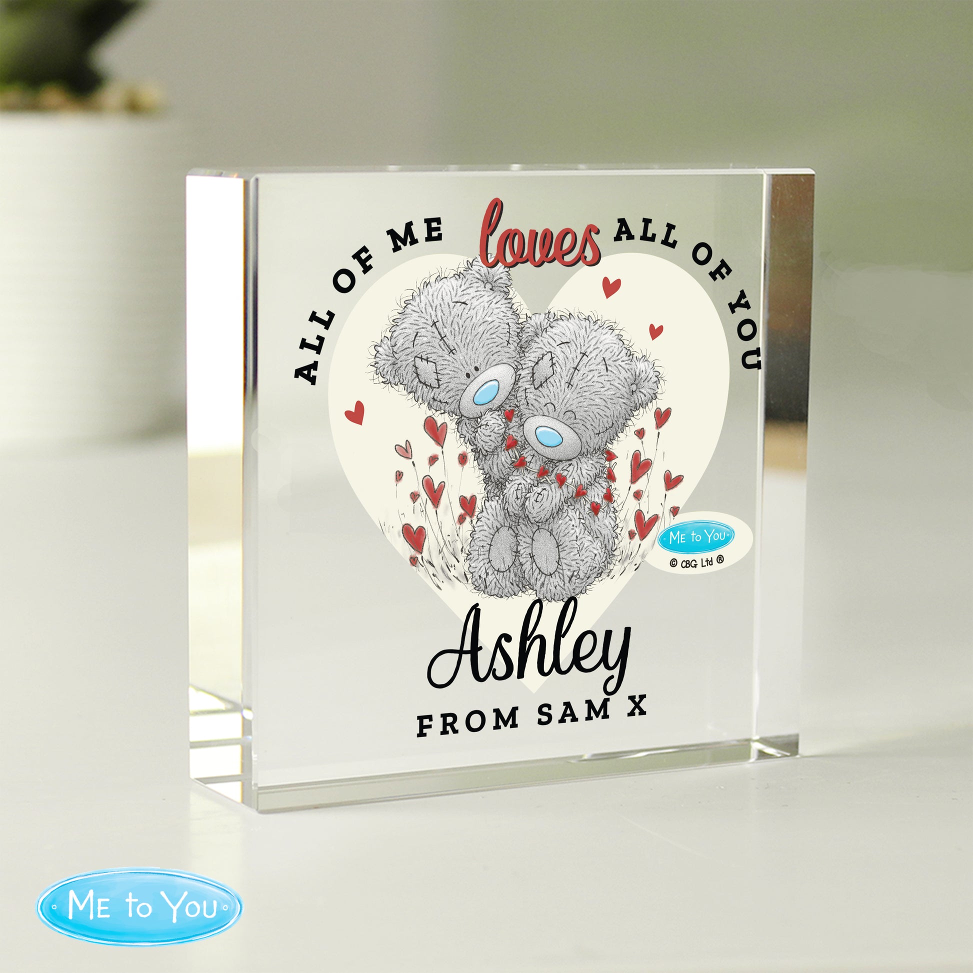 Personalised Me to You Love Heart Crystal Token - MK&JD Gifts