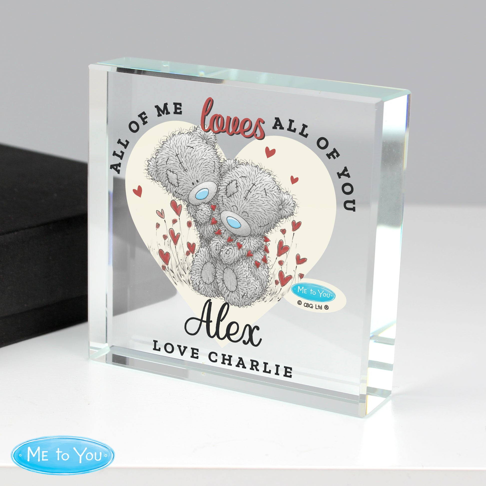Personalised Me to You Love Heart Crystal Token - MK&JD Gifts