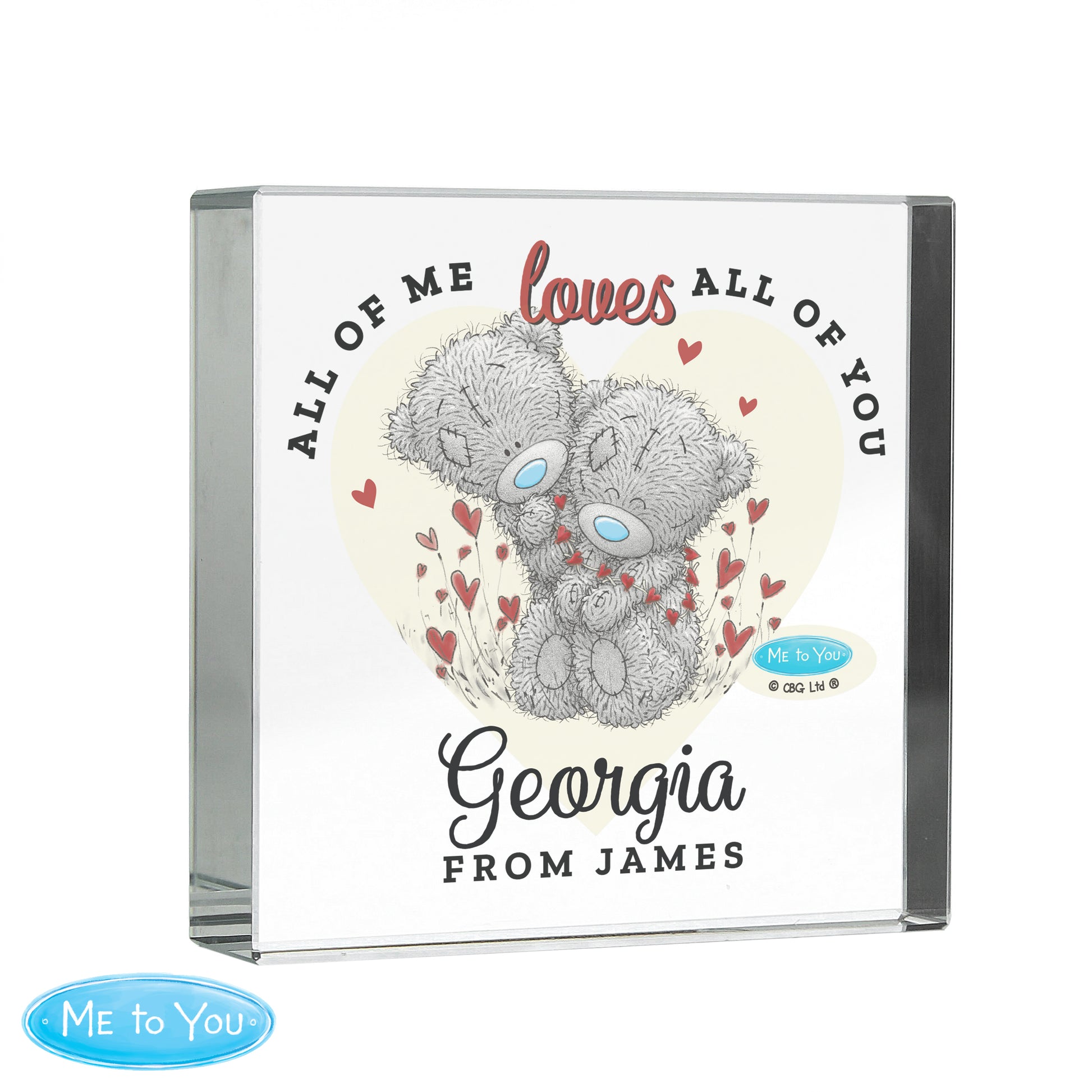 Personalised Me to You Love Heart Crystal Token - MK&JD Gifts