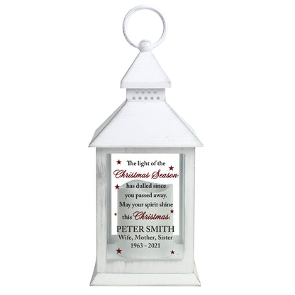 Personalised Christmas Season Memorial White Lantern - MK&JD Gifts