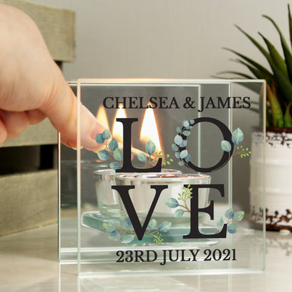 Personalised Botanical Mirrored Glass Tea Light Holder - MK&JD Gifts