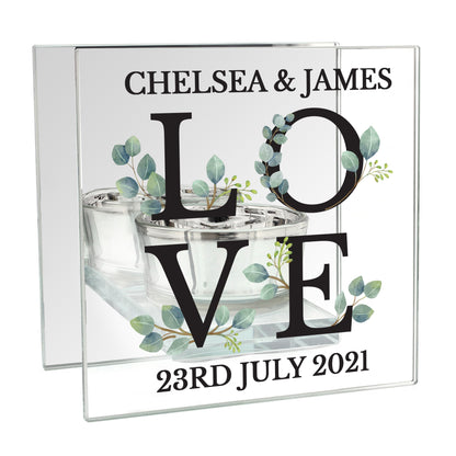 Personalised Botanical Mirrored Glass Tea Light Holder - MK&JD Gifts