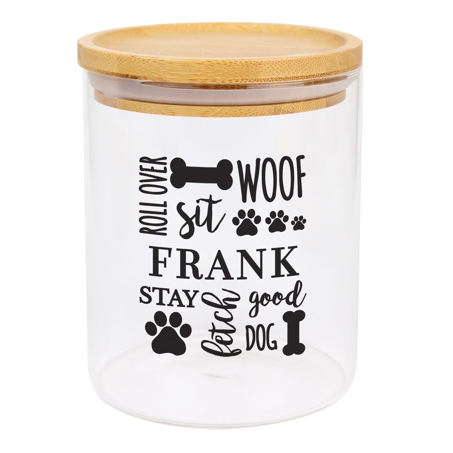 Personalised Glass Dog Treat Jar with Bamboo Lid - MK&JD Gifts