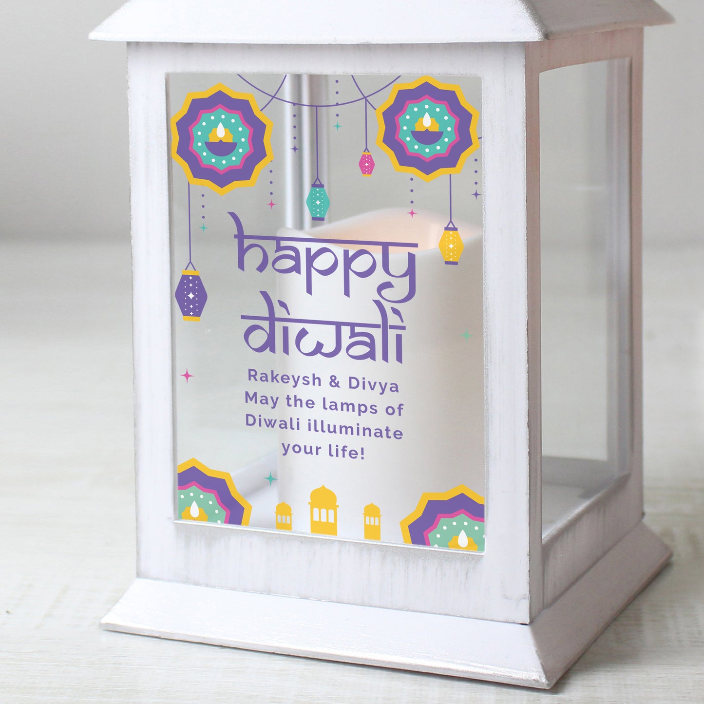 Personalised Diwali White Lantern - MK&JD Gifts